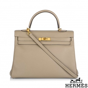 Herms Kelly II Retourne 35cm Gris Tourterelle Veau Togo GHW